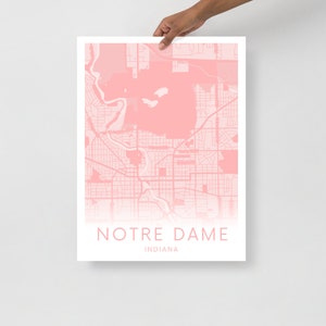 Notre Dame Indiana Lokale Karte Poster | Hellrosa | Universität Notre Dame