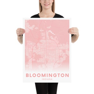 Bloomington Indiana Poster | Light Pink | Aesthetic | Indiana University Bloomington IU