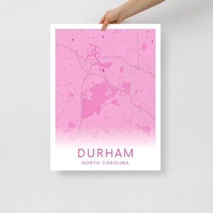 Durham North Carolina Map Poster | Hot Pink | Duke University