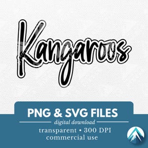 Kängurus Digitaler Download, PNG- und SVG-Dateien, transparenter Hintergrund, Graffiti Bubble Outline, für Sportmannschafts-Shirts, Schulmaskottchen