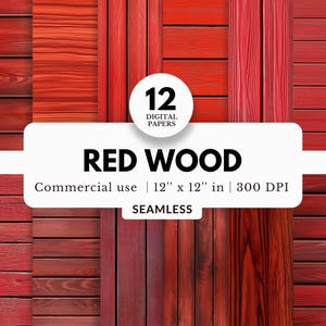 May include: Twelve digital papers featuring seamless red wood textures. Each paper is 12 inches by 12 inches and 300 DPI.