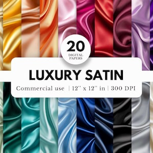 May include: 20 digital papers featuring a variety of luxury satin textures in different colours. The papers are 12 inches by 12 inches and 300 DPI.