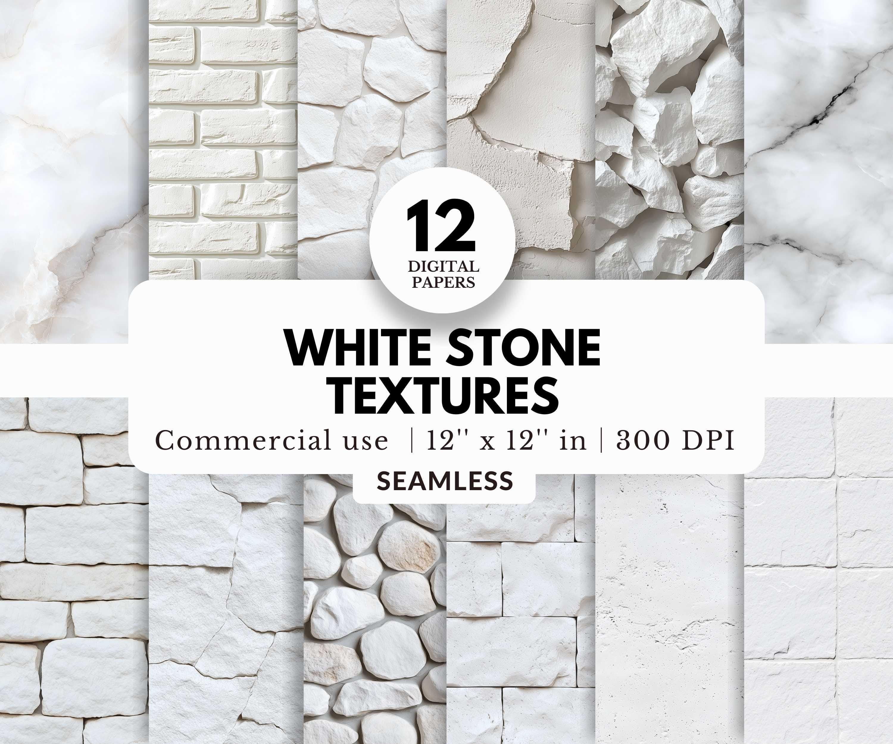 12 White Stone Textures Digital Paper Pack, Seamless Patterns, 12x12 ...