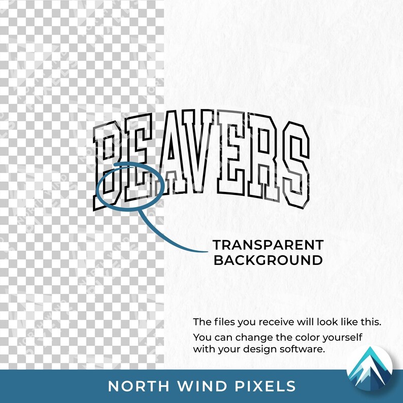 Beavers With Outlined and Curved College Letters Digital Download, Svg ...