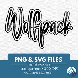 Wolfpack Digital Download, arquivos PNG e SVG, fundo transparente, futebol americano do ensino médio, camisas de times esportivos, grafite, roupas com espírito escolar