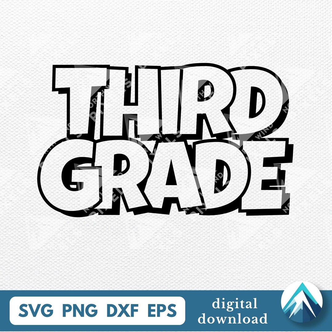 Grade Three Lettering Third Grade Digital Download, Svg Png Dxf Eps, Transparent, Cartoon ...