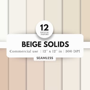 Puede incluir: Doce papeles digitales sin costuras en tonos beige. Cada papel mide 30,5 cm por 30,5 cm y 300 DPI. Uso comercial.