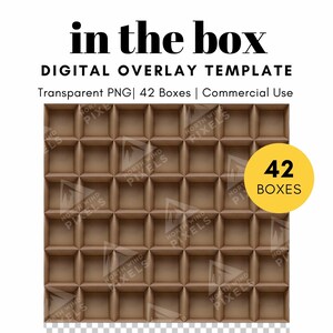 42 Plantillas digitales de cajas de cartón vacías, PNG, cuadrícula de 7 x 6, fondo transparente, fotografía en la caja para fotos escolares, grupos de estudiantes