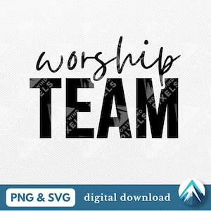 Aanbiddingsteam digitale download, PNG- en SVG-bestanden, gelaagd met transparante achtergrond, christelijk geloof, voor shirts, kerkkamp, ministerie