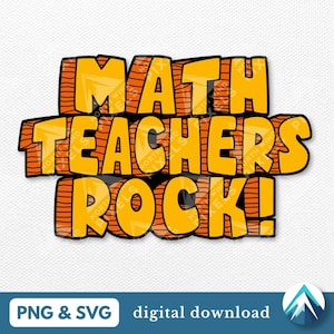 Mathe-Lehrer Rock digitaler Download, PNG- und SVG-Dateien, Steinzeit Schrift, Höhlenmensch-Stil, für Kinder-Shirt, Schullehrer, Abziehbilder, Aufkleber