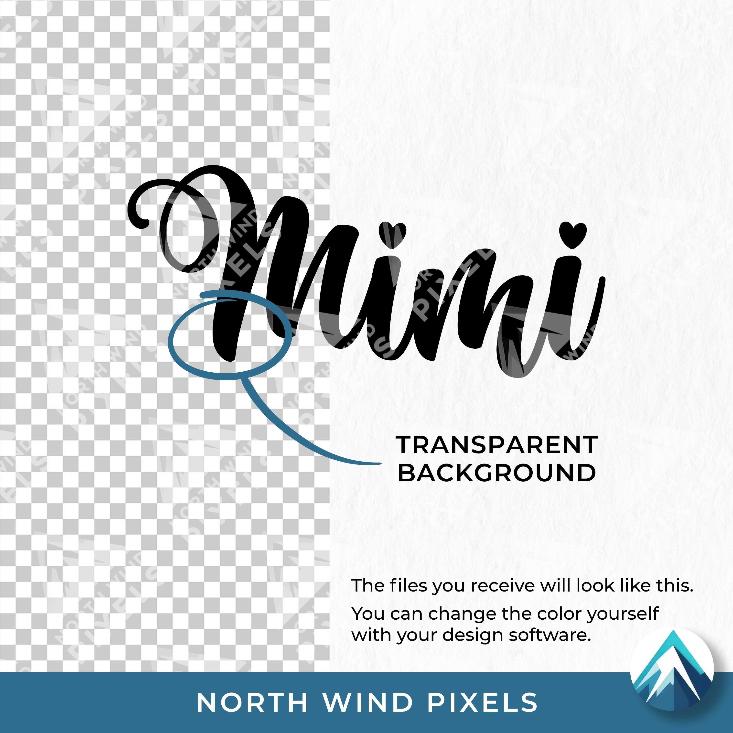 Mimi With Hearts Digital Download, Svg Png Dxf Eps Files, Fancy