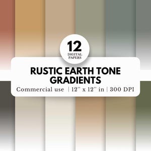 12 rustikale Erdton-Verläufe, digitale Papiere, 12x12, neutrale Volltonfarben mit Überblendeffekt, DIY Printables, Ombre-Muster für Journals