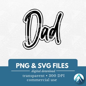 Papa digitale download, PNG- en SVG-bestanden, transparante achtergrond, cursief graffitilettertype, zwarte letters omlijnd, voor familieshirts, stickers