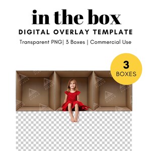 3 plantillas digitales de cajas de cartón vacías, PNG, cuadrícula, fondo transparente, fotografía en la caja para la escuela, la familia, tarjetas de felicitación, niños