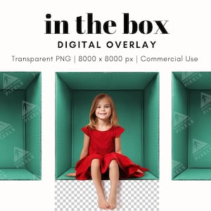 1 Fondo digital de caja de cartón verde navideño, PNG, imagen transparente, fotografía en la caja para niños, familia, Navidad, mascotas, vacaciones