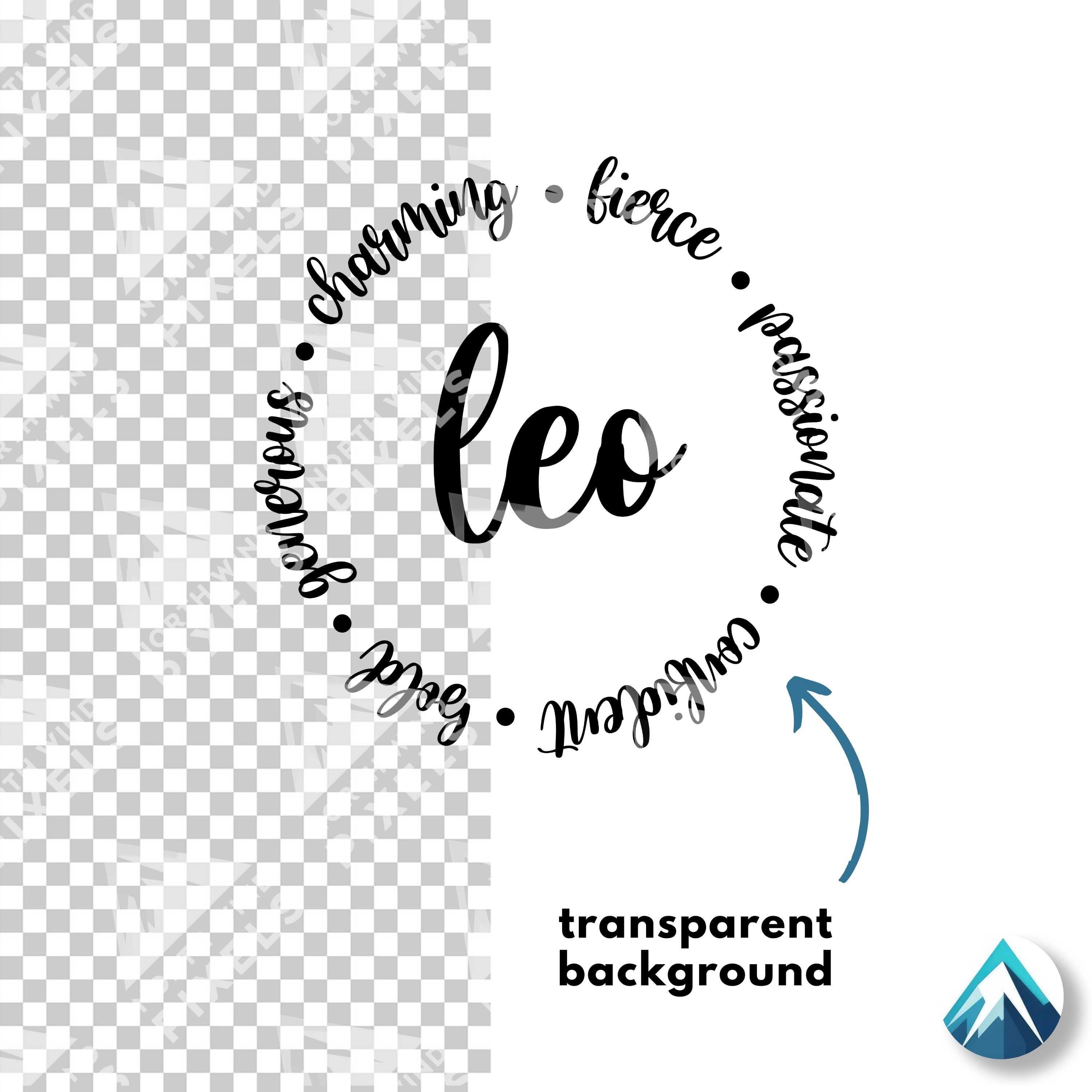 Leo In Cursive Writing Leo Traits Digital Download, PNG and SVG Files, Round Circle Shape ...
