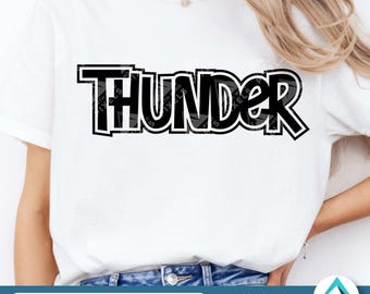 Cartoon Thunder Digital Download, Svg Png Dxf Eps, Clipart with Layers, Outline Sticker Effect, Transparent Background, Digital Artwork
