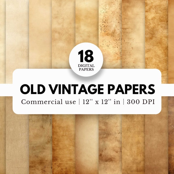 18 Old Vintage Papers Digital Textures, 12x12, JPG Download, Tea Stained, Distressed and Weathered, Blank Pages for Junk Journal, Collages