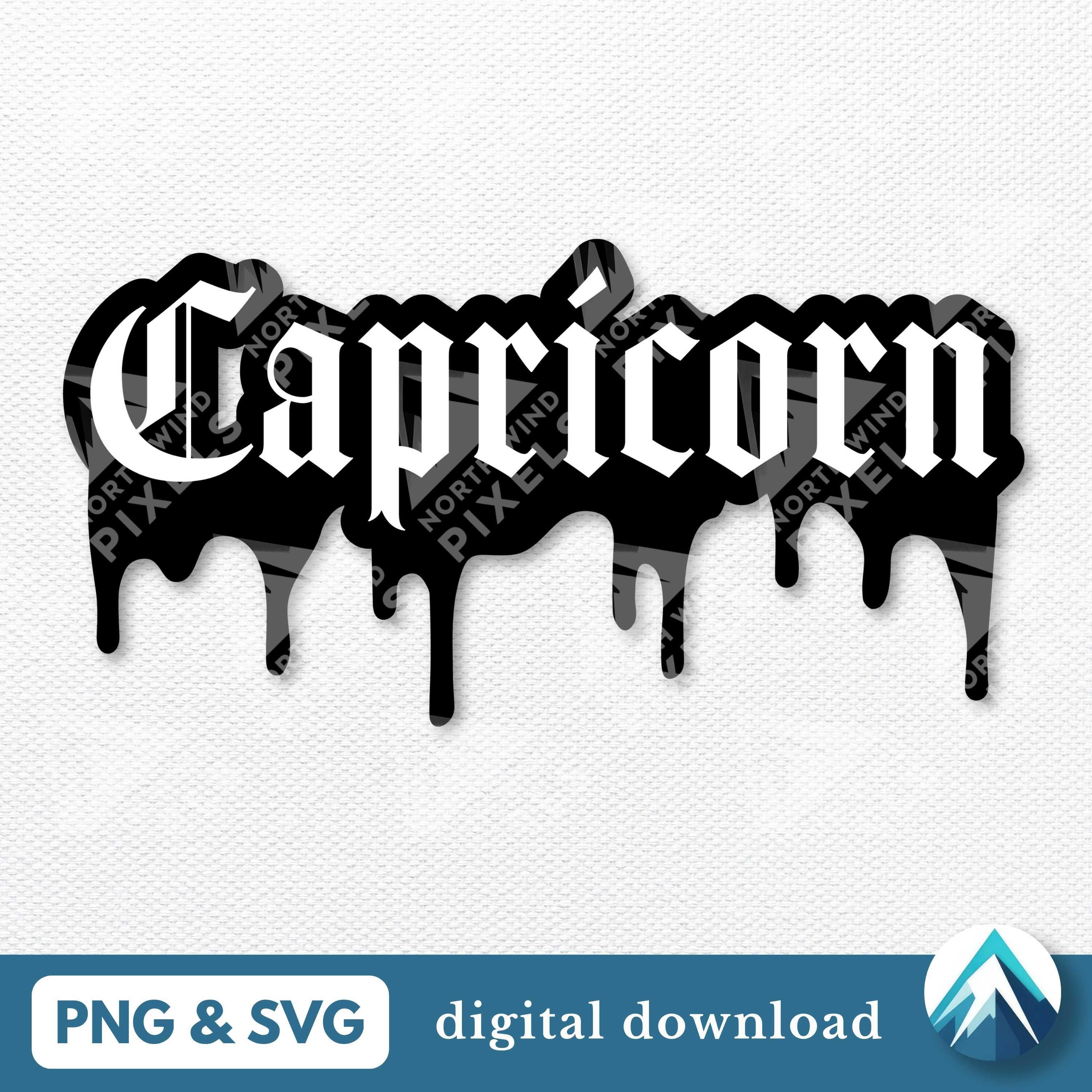 Dripping Capricorn Digital Download, PNG and SVG Files, With