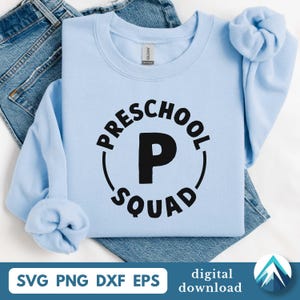 Voorschoolse ploeg digitale download, Svg Png Dxf Eps-bestand, transparant, ronde cirkelknop, terug naar school, preschool crew, leraar shirts