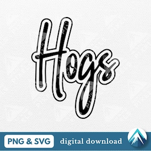 豚のデジタルダウンロード、PNG および SVG ファイル、透明な背景、グラフィティのアウトライン、学校のスポーツ チーム用、豚のマスコット、学校のスピリット ウェア