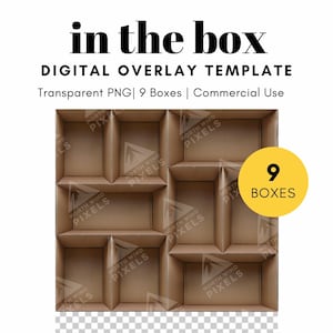 9 Plantillas digitales de cajas de cartón vacías, PNG, fondo transparente, fotografía en la caja para fotos escolares, grupos de estudiantes, graduación