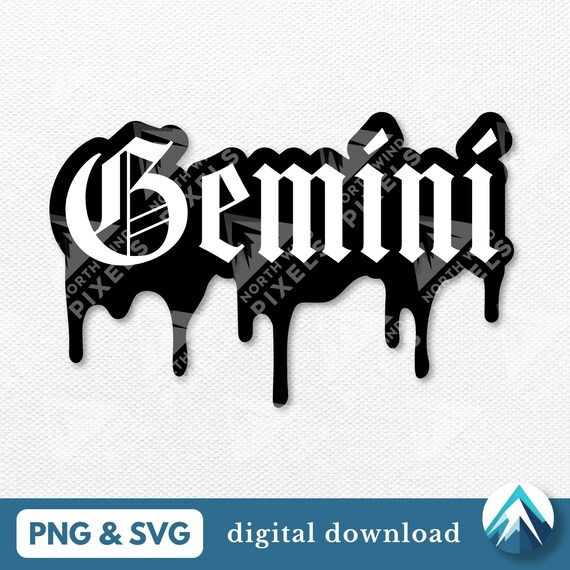 Dripping Gemini Digital Download, PNG and SVG File, With Layers