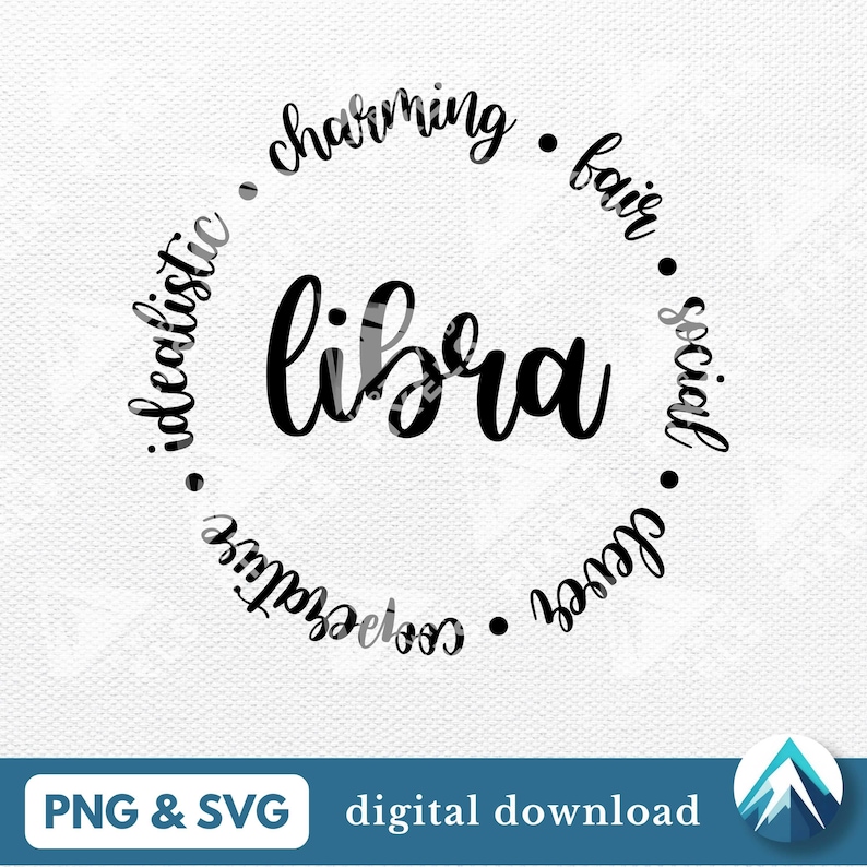 Libra Traits Digital Download, PNG and SVG Files, Round Circle Shape ...