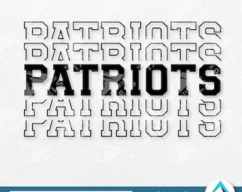 Patriots Digital Download, Svg Png Dxf Eps Files, Transparent Clipart, Stacked College Varsity Font with Fade Out, Echo, Digital Artwork