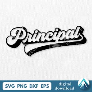 Principal sportif en téléchargement numérique, Svg Png Dxf Eps, transparent, style baseball rétro avec effet d'ombre, pour directeur d'école, chemises