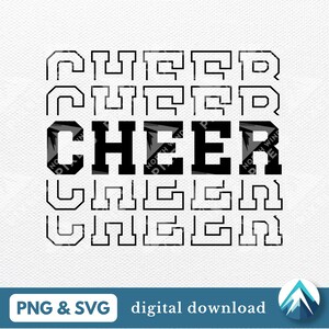 Cheer digitale download, PNG- en SVG-bestanden, transparante achtergrond, College Varsity-lettertype met fade-out, voor cheerleadingteam, coach
