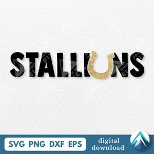 Hengsten met hoefijzer digitale download, Svg Png Dxf Eps, transparant, grote vette letters, voor school sportteam League, T-shirt, transfers