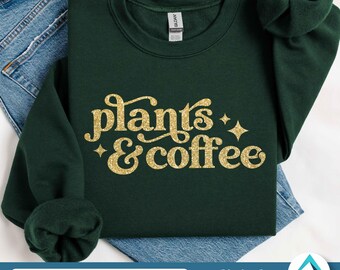 Plants and Coffee Digital Download, Svg Png Dxf Eps Files, Sparkle Twinkle Stars, Transparent, For Plant Lovers, Millenial Plant Mom and Dad