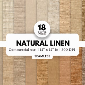 18 carte digitali in lino naturale, texture senza soluzione di continuità, 12x12, download JPG, colori neutri Boho, fibre tessute, sfondi shabby, sublimazione