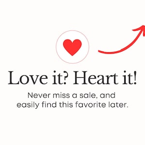 K&ouml;nnte beinhalten: Bild mit dem Text "Love it? Heart it!" und einem roten Herzsymbol in einem Kreis. Ein roter Pfeil zeigt nach rechts. Der Text darunter lautet: "Verpassen Sie nie einen Verkauf und finden Sie diesen Favoriten ganz einfach sp&auml;ter."