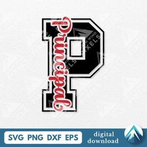 Monogramme universitaire principal en téléchargement numérique, fichiers Svg Png Dxf Eps, clipart transparent, écriture cursive verticale, pour le directeur d'école
