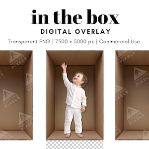1 caja de cartón vacía alta, fondo digital, PNG, imagen transparente, fotografía en la caja para niños, familia, parejas, aula, Navidad
