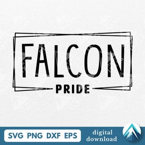 Falken-Stolz im Kasten-Rahmen-Digital-Download, Korn-Svg Png Dxf Eps, transparentes Rechteck, für Schulsportmannschaft, Schneidemaschine, Maskottchen-Hemden