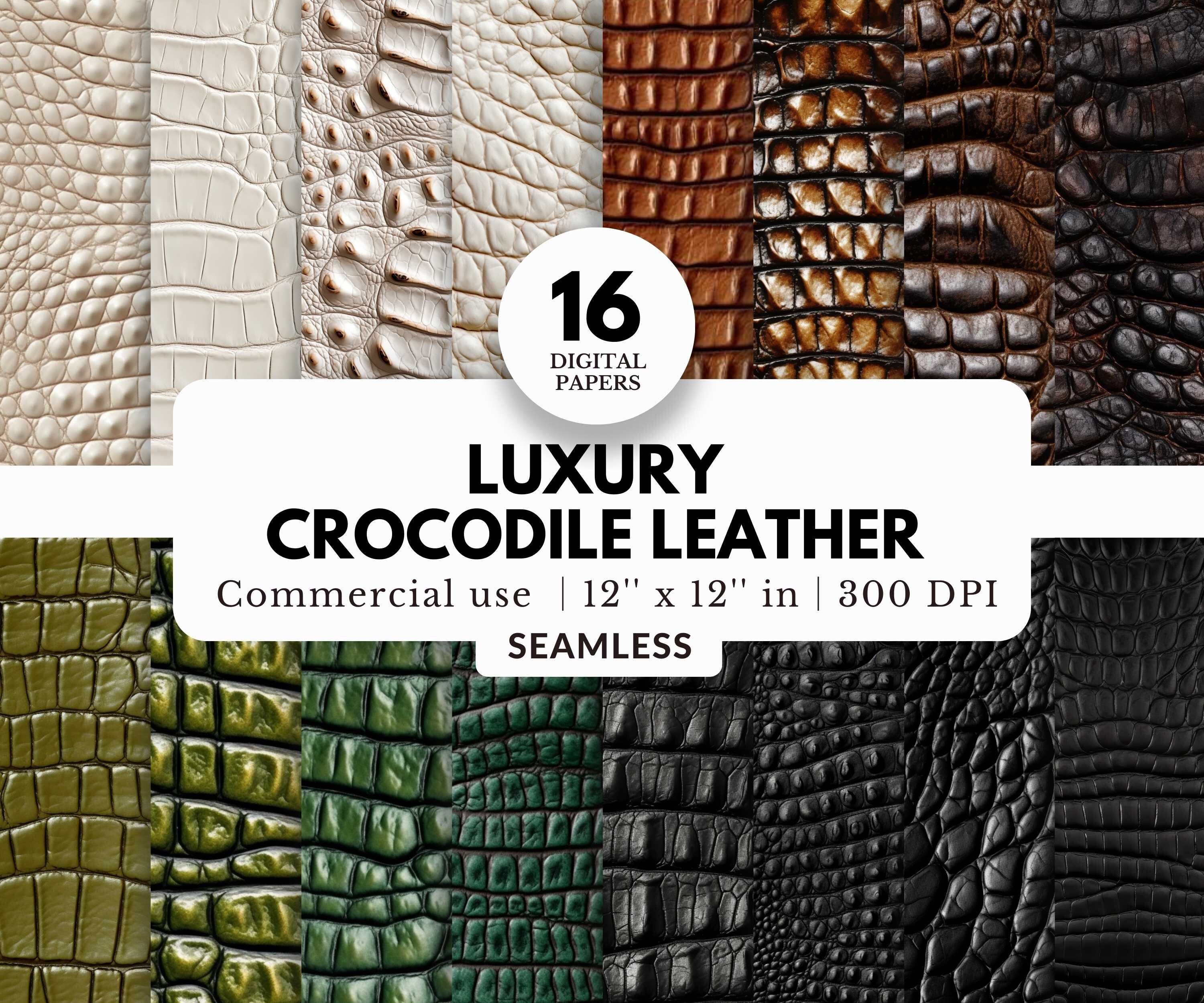 16 Luxury Crocodile Leather Digital Papers, Seamless Textures, 12x12, JPG Download, Alligator Skin, For Pillows, Sublimation, Scrapbooking