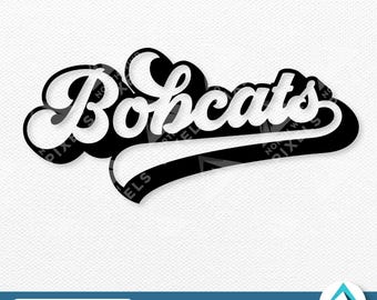 Sporty Bobcats Digital Download, PNG and SVG, Transparent Clip Art with Layers, Retro Baseball Style with Shadow Effect, Digital Artwork