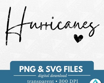 Hurricanes Digital Download, PNG and SVG files, Small Heart, Clipart with Transparent Background, Fancy Cursive Calligraphy, Digital Artwork