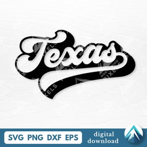 Sporty Texas Digital Download, Svg Png Dxf Eps Files, Clipart with Transparent Background, Retro Style, Shadow Effect, TX State Pride