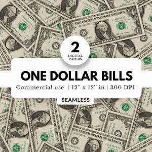 Documenti digitali di banconote da un dollaro, modello senza soluzione di continuità, 2 file, download JPG, denaro contante, mucchio di soldi, definizione del budget, finanza personale, risparmio