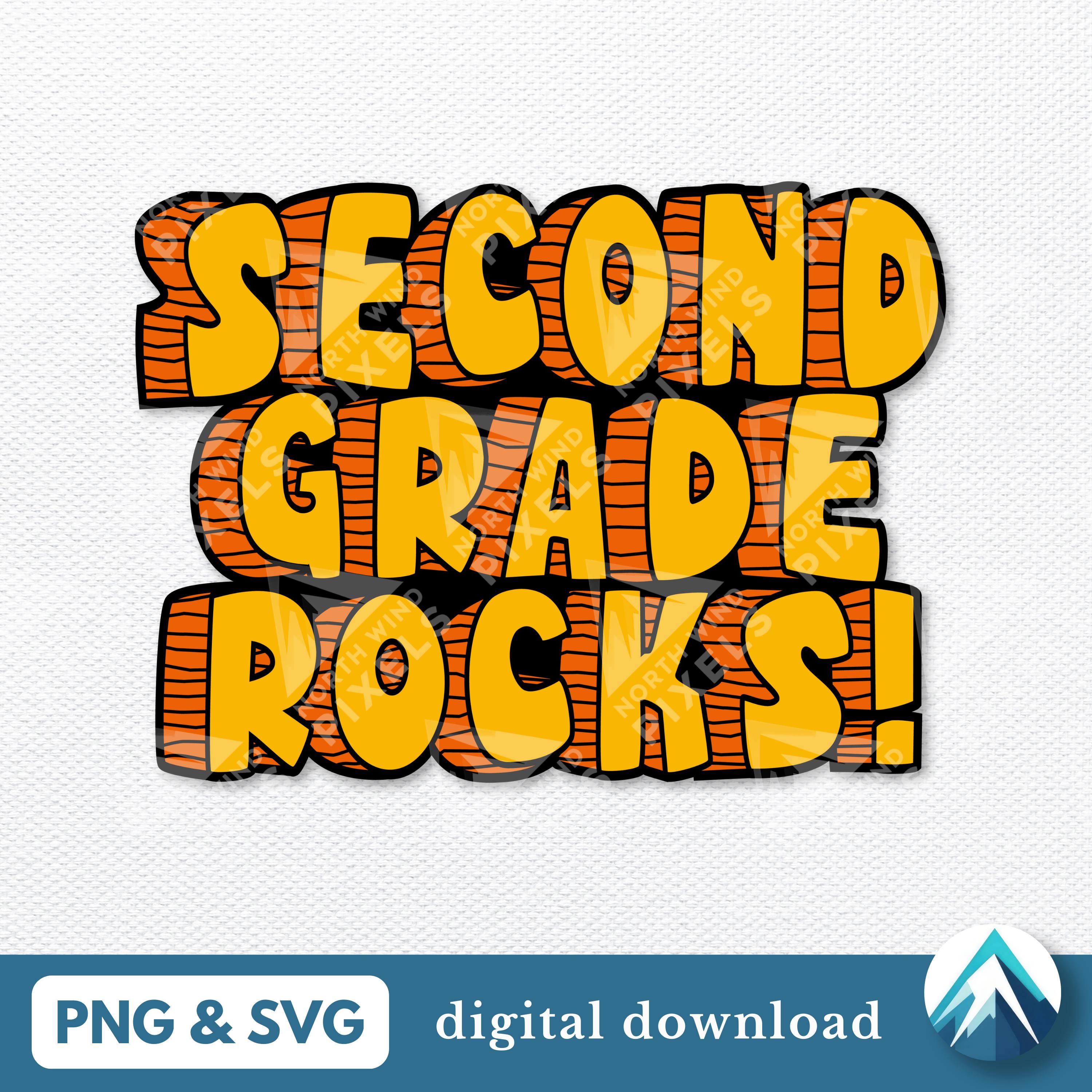 Second Grad Rocks Second Grade Rocks Digital Download, PNG and SVG Files, Stone Age Font ...