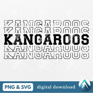 Kangourous en téléchargement numérique, fichiers PNG et SVG, fond Transparent, police de caractères universitaire, effet de fondu, dessin au trait, pour l'équipe sportive de l'école