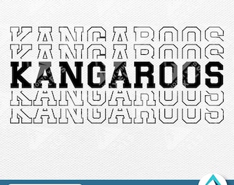Kangaroos Digital Download, PNG and SVG File, Clipart with Transparent, Layers, Stacked College Varsity Font, Fade Effect, Digital Artwork
