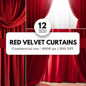 12 telones de fondo digitales de cortinas de terciopelo rojo para fotógrafos, archivos JPG, escenario de teatro con piso, cartelera, sesiones de fotografía compuesta