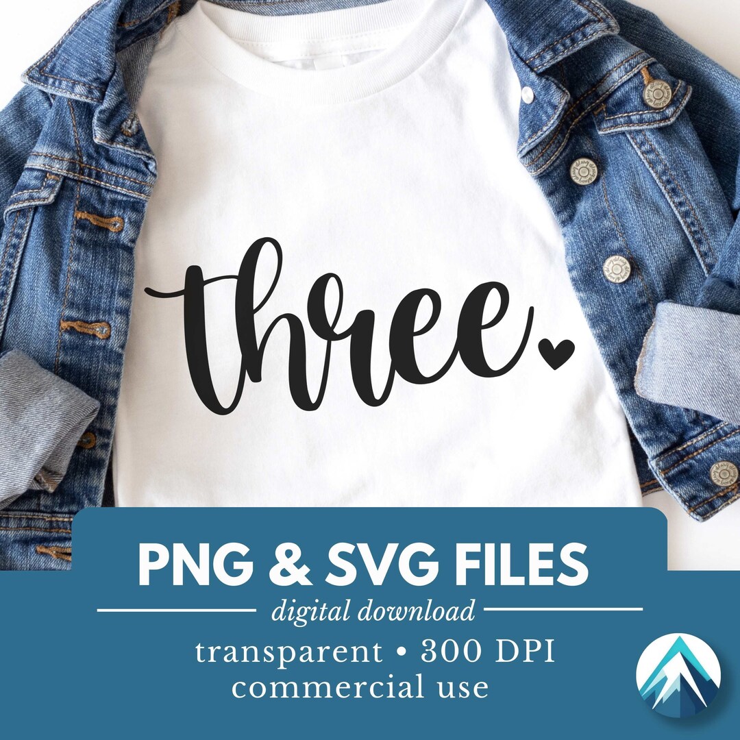 3rd Script Transparent Three Birthday Number, Digital Download, PNG and SVG File, Transparent ...