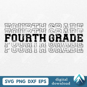Download digital da quarta série, Svg PNG Dxf Eps, Clip Art transparente, Fonte universitária com fade out, Efeito de eco, Para professores