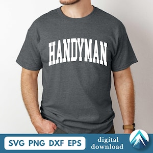 Descarga digital de "Manitas con letras universitarias curvas", archivos SVG, PNG, DXF y EPS, forma arqueada simple, papá manitas, para contratistas